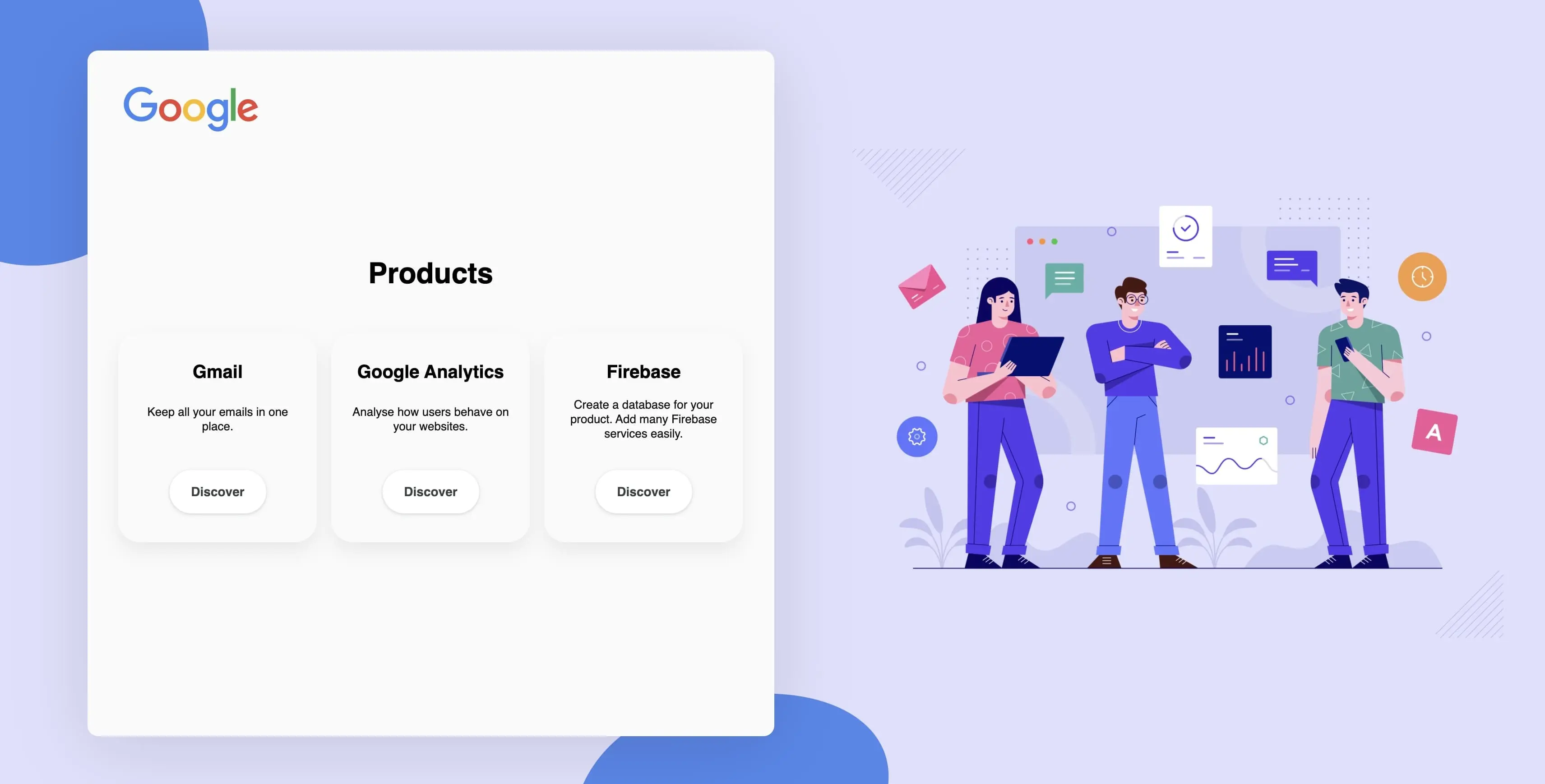 Screen with Google branding showing a product page which has been created as a white-label solution. 