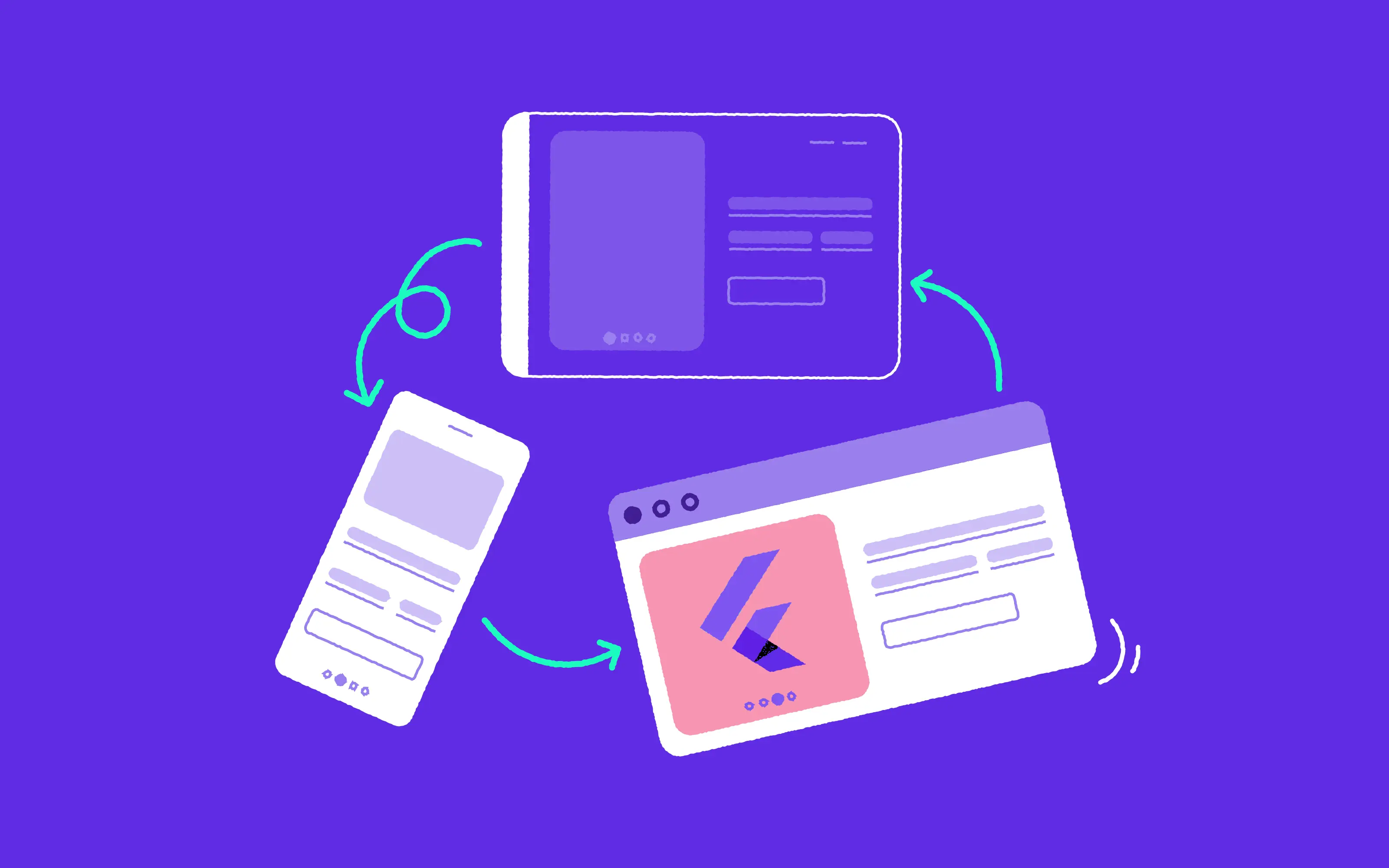 mobile, web, desktop solutions in circle