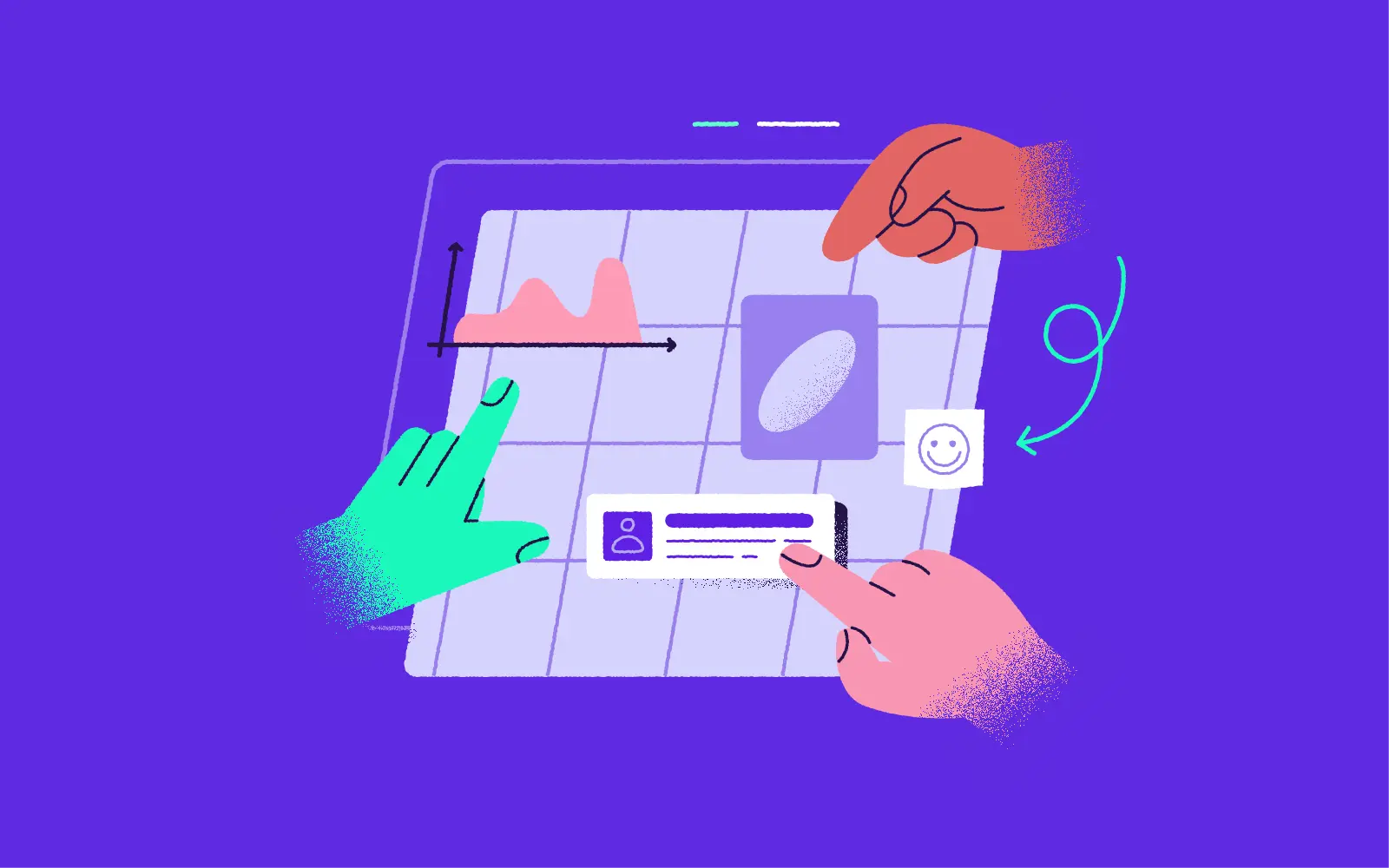 hands over board to show planning